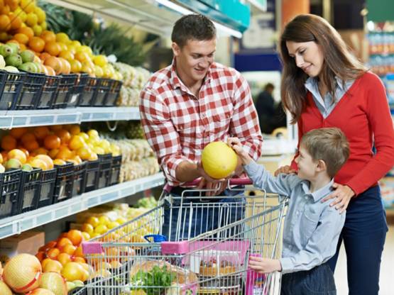 Family doing shopping at a supermarket